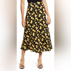 Reformation Bea lemon print midi skirt